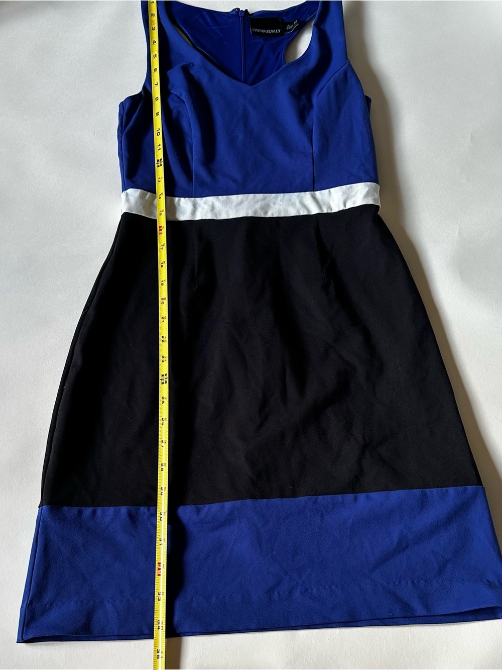 Cynthia Rowley Royal Blue, Black & White Colorblock Midi Dress - Picture 2 of 6